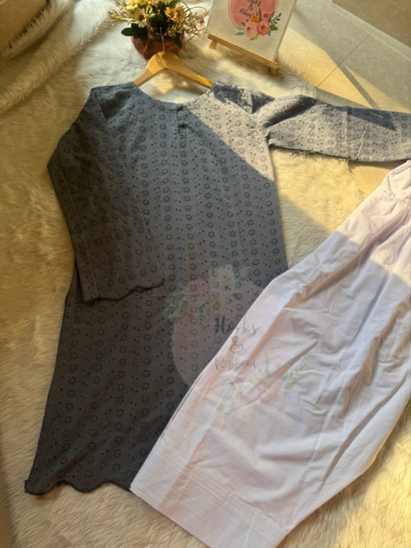Chickankari Farshi Salwar Set (Grey🌚)