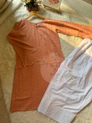 Chickankari Farshi Salwar Set (Peach🍑)