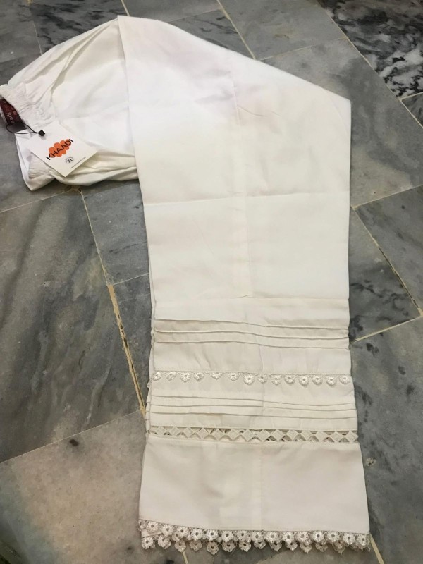White lace work straight cut pant