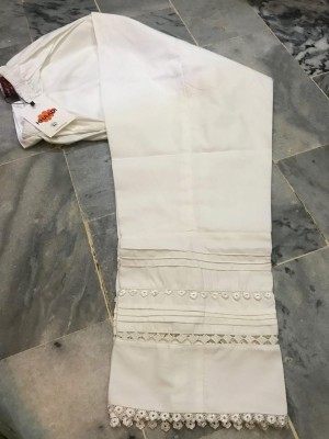 White lace work straight cut pant