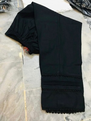 Black lace work straight cut pant